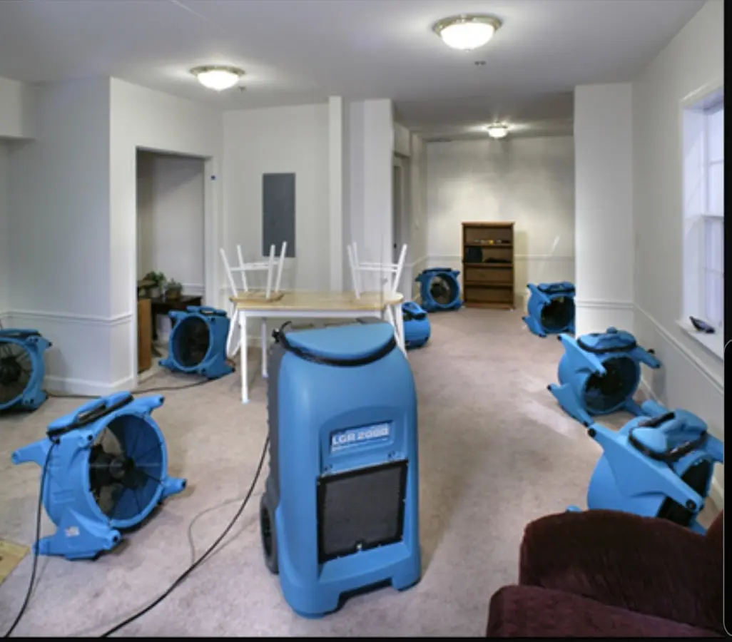 Air movers and dehumidifier setup for Water Damage Restoration in Saginaw